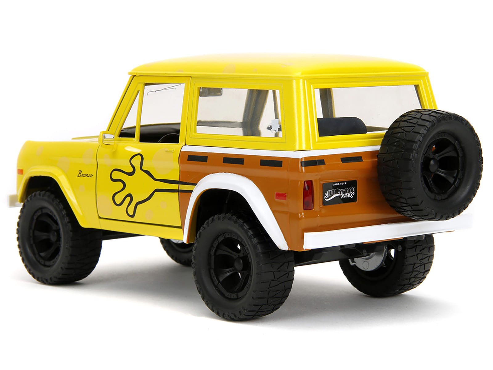 1973 Ford Bronco Yellow with Graphics and SpongeBob SquarePants Diecast Figure "SpongeBob SquarePants" (1999-Current) TV Series "Hollywood Rides" Series 1/24 Diecast Model Car by Jada - Image 3