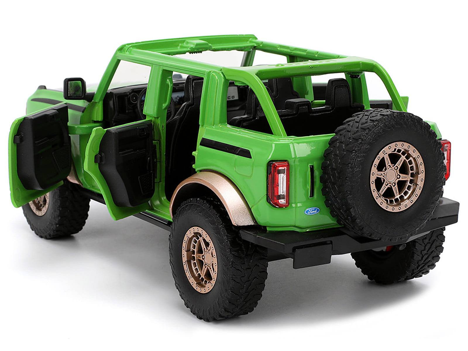 2021 Ford Bronco Green with Black Stripes and Green M&M's Diecast Figure "Hollywood Rides" Series 1/24 Diecast Model Car by Jada - Image 5