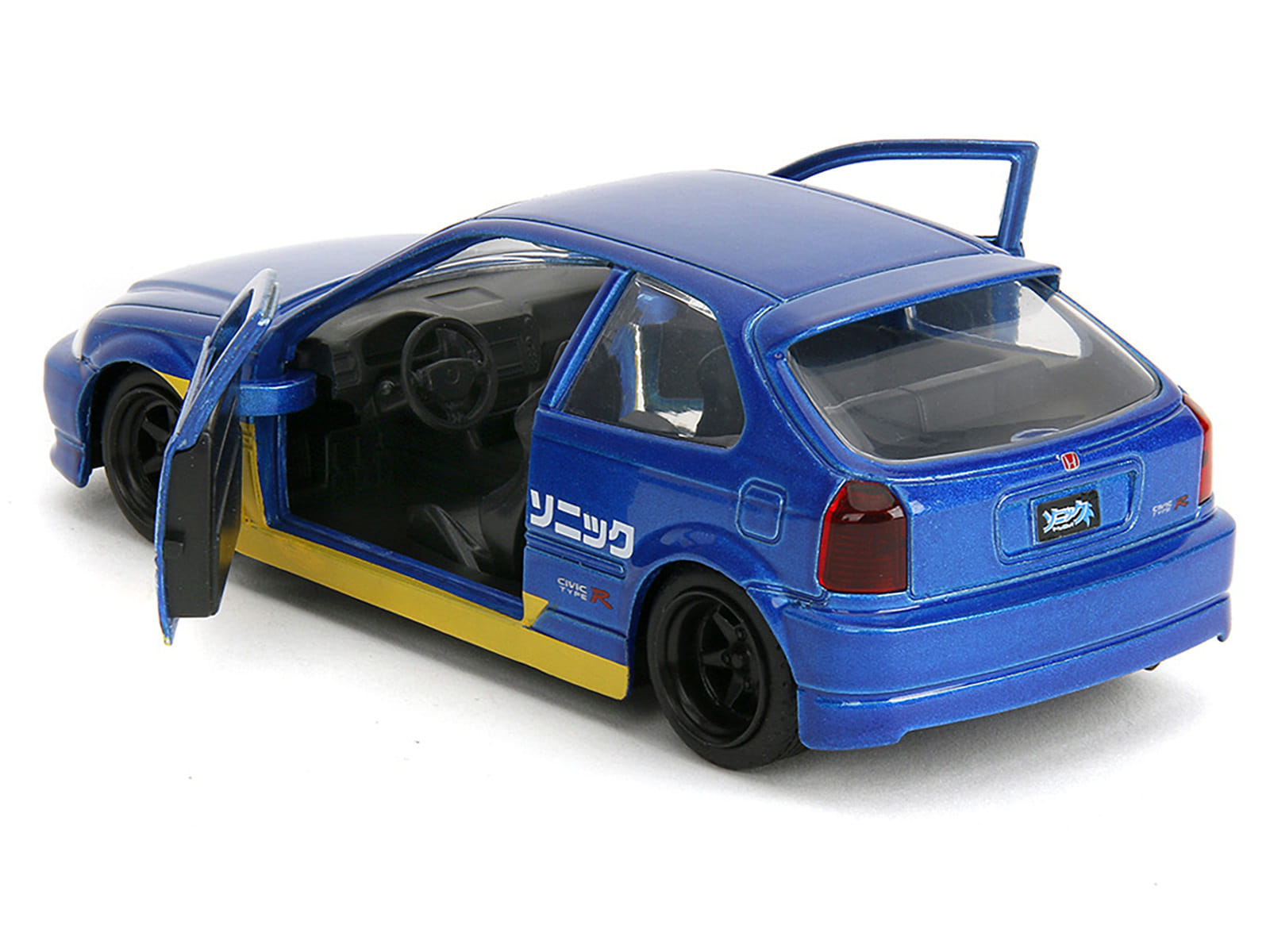 1997 Honda Civic Type R Blue Metallic with Graphics "Sonic the Hedgehog" (1991) Video Game "Hollywood Rides" Series 1/32 Diecast Model Car by Jada - Image 3