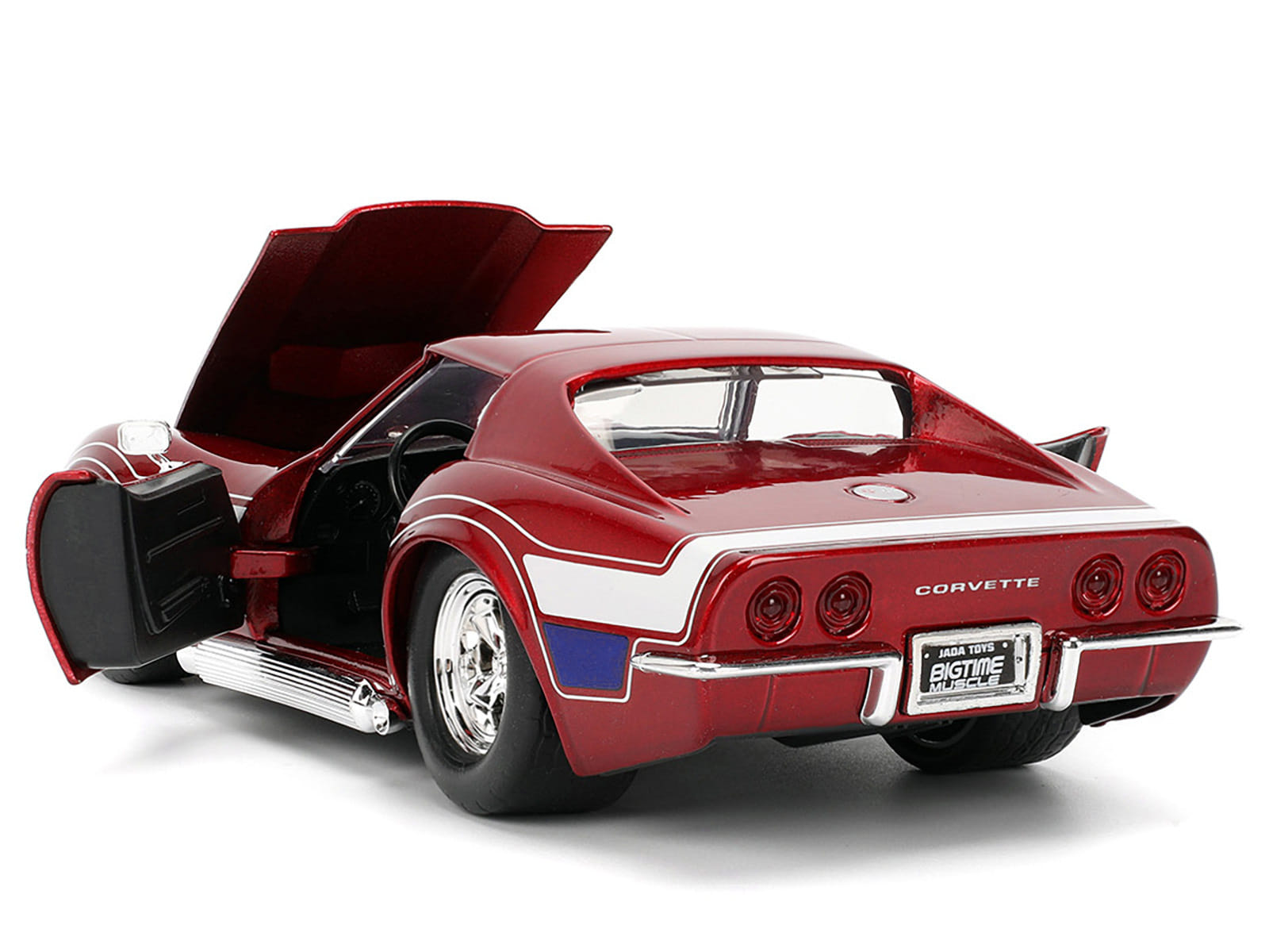 1969 Chevrolet Corvette Stingray ZL1 Red Metallic with Stars and Stripes Graphics "Bigtime Muscle" Series 1/24 Diecast Model Car by Jada - Image 2