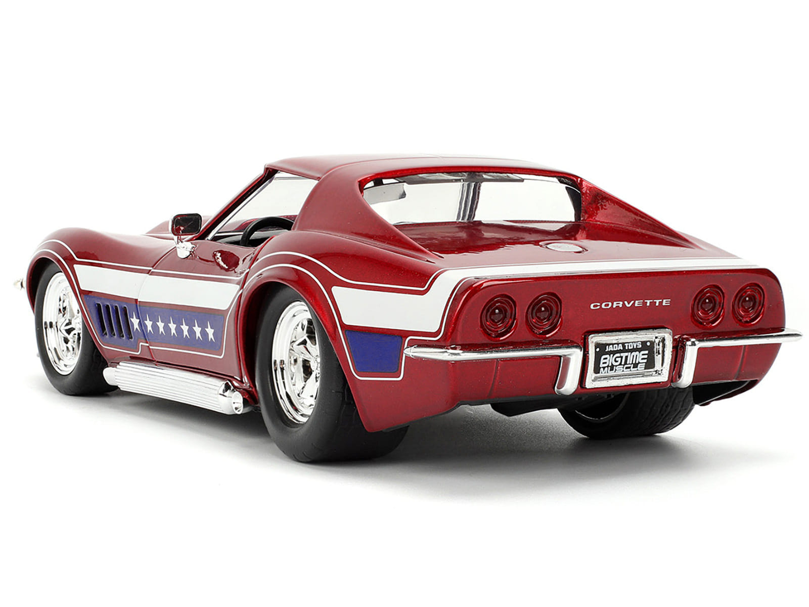 1969 Chevrolet Corvette Stingray ZL1 Red Metallic with Stars and Stripes Graphics "Bigtime Muscle" Series 1/24 Diecast Model Car by Jada - Image 4