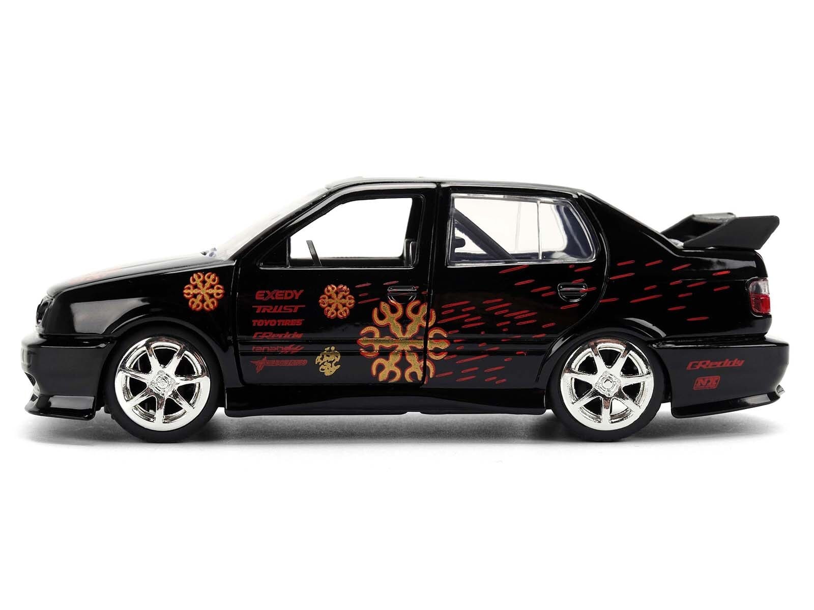 Volkswagen Jetta Black with Graphics "Fast & Furious Remix - 25th Anniversary" Series 1/32 Diecast Model Car by Jada - Image 3