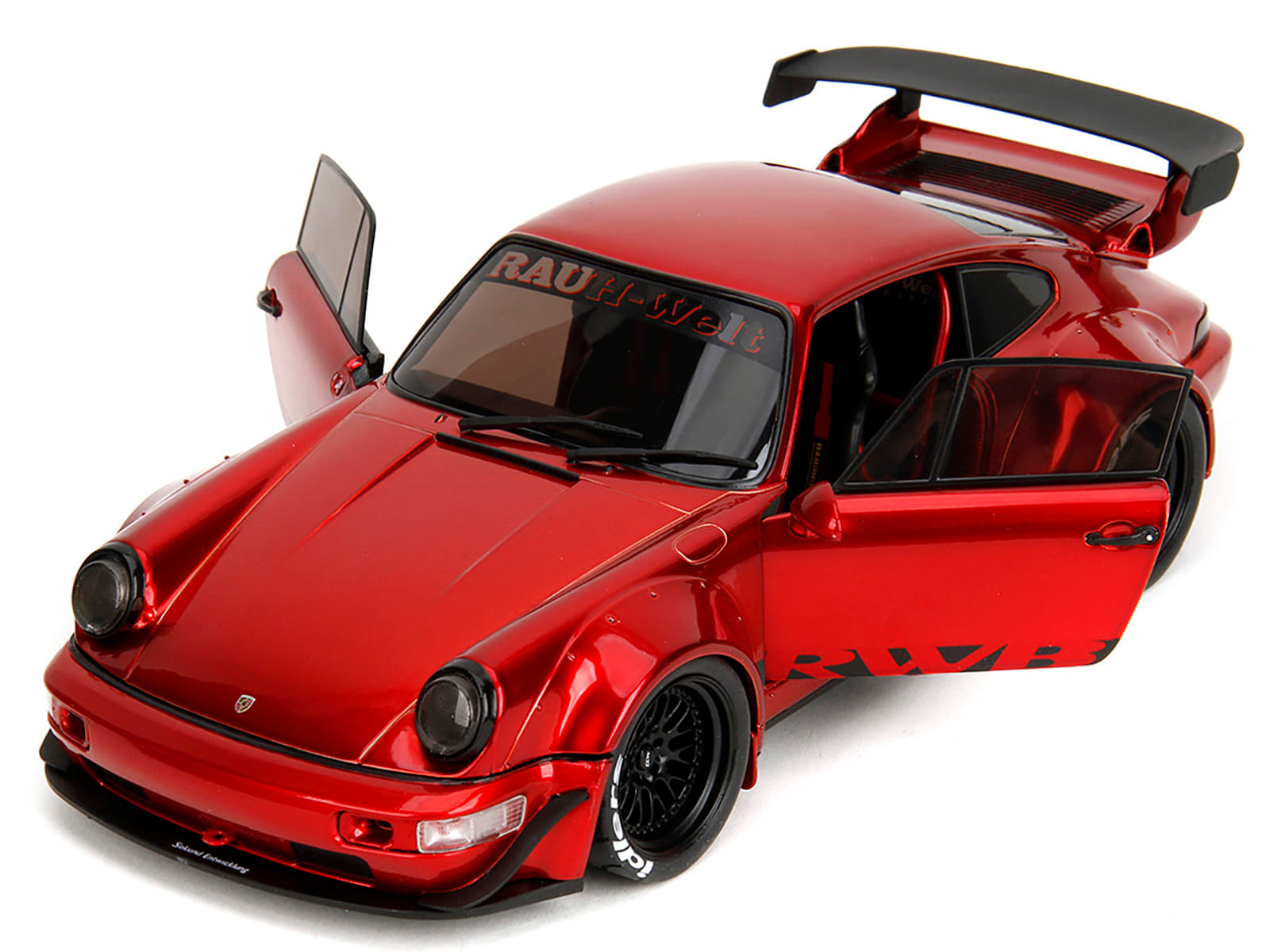 RWB Body Kit Red Metallic with Black Stripes "Pink Slips" Series 1/18 Diecast Model Car by Jada - Image 2