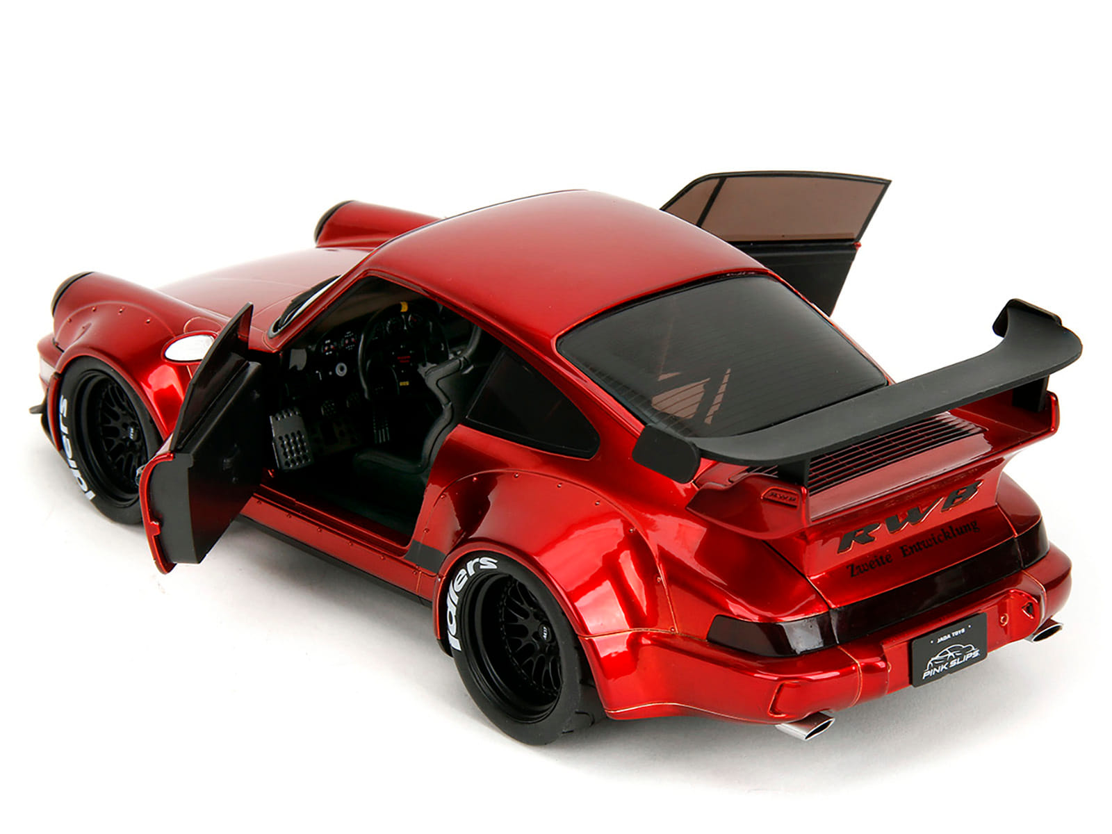 RWB Body Kit Red Metallic with Black Stripes "Pink Slips" Series 1/18 Diecast Model Car by Jada - Image 4