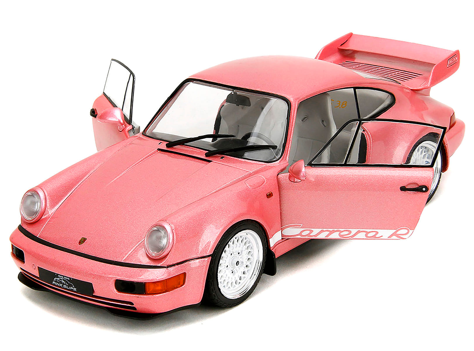 Porsche 911 Carrera RS (964) Pink Metallic with White Stripes "Pink Slips" Series 1/18 Diecast Model Car by Jada - Image 2