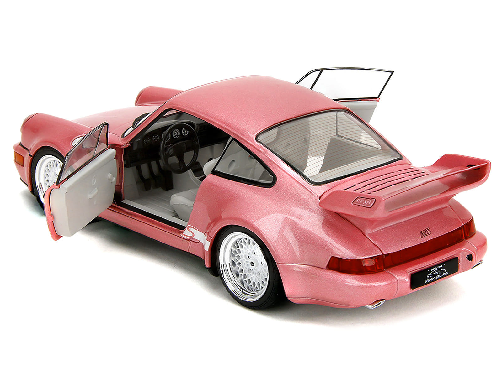 Porsche 911 Carrera RS (964) Pink Metallic with White Stripes "Pink Slips" Series 1/18 Diecast Model Car by Jada - Image 4