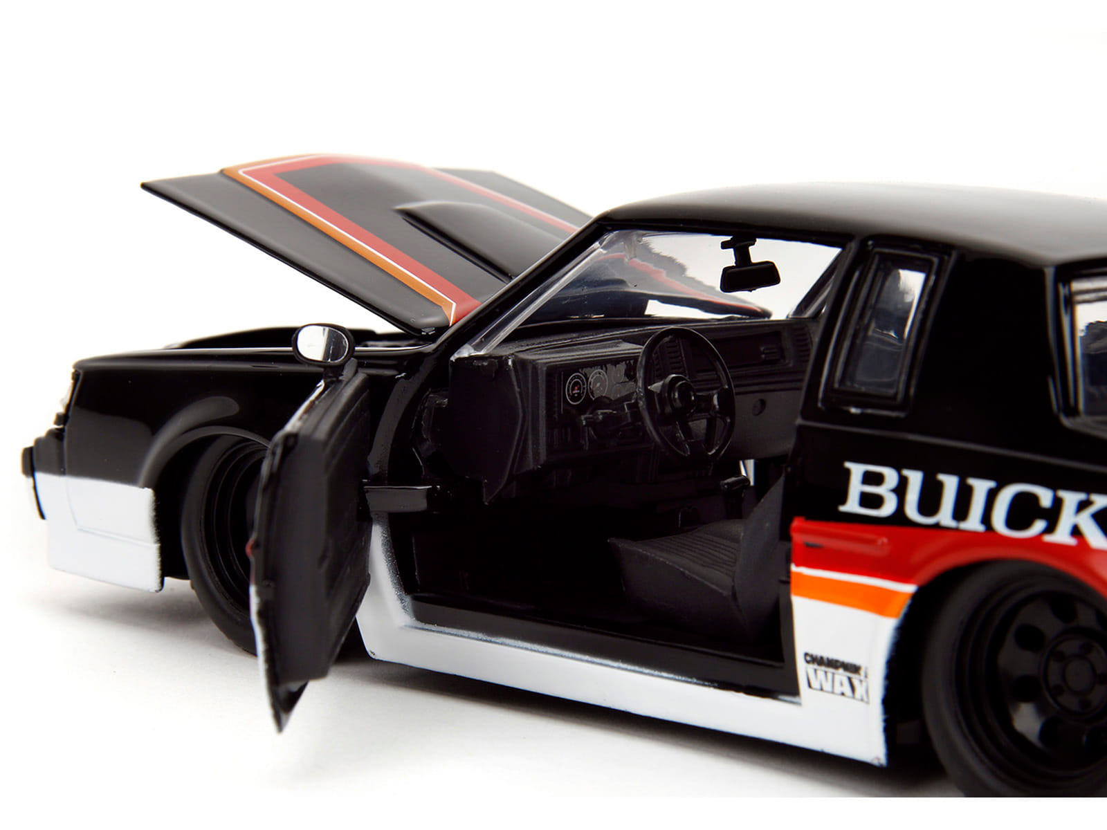 1987 Buick Grand National #7 "Buick Racing" Black and White with Stripes "Bigtime Muscle" Series 1/24 Diecast Model Car by Jada - Image 5