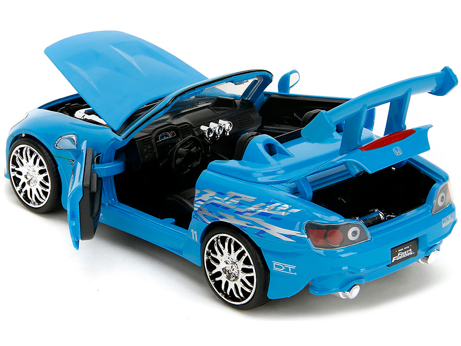 2001 Honda S2000 Convertible Blue with Graphics "Fast & Furious Remix" Series 1/24 Diecast Model Car by Jada - Image 2