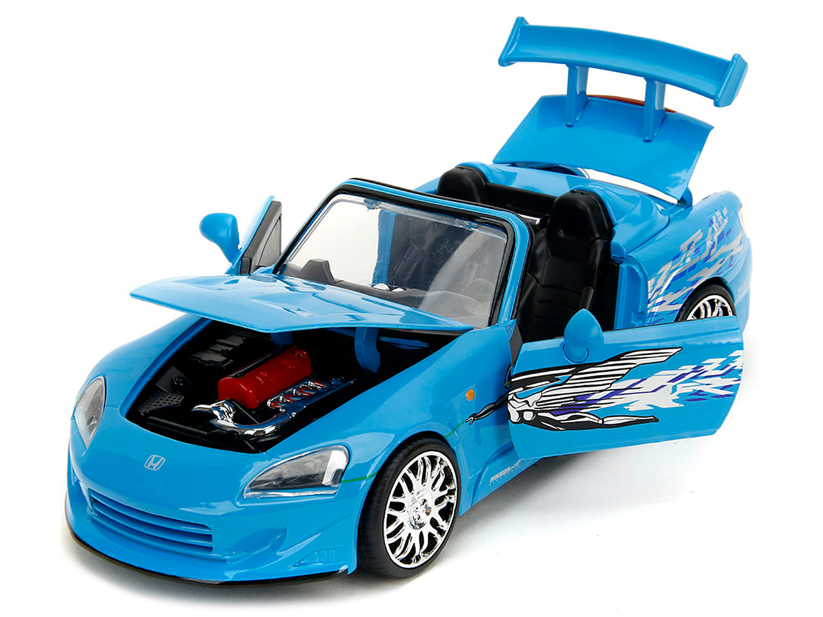 2001 Honda S2000 Convertible Blue with Graphics "Fast & Furious Remix" Series 1/24 Diecast Model Car by Jada - Image 4