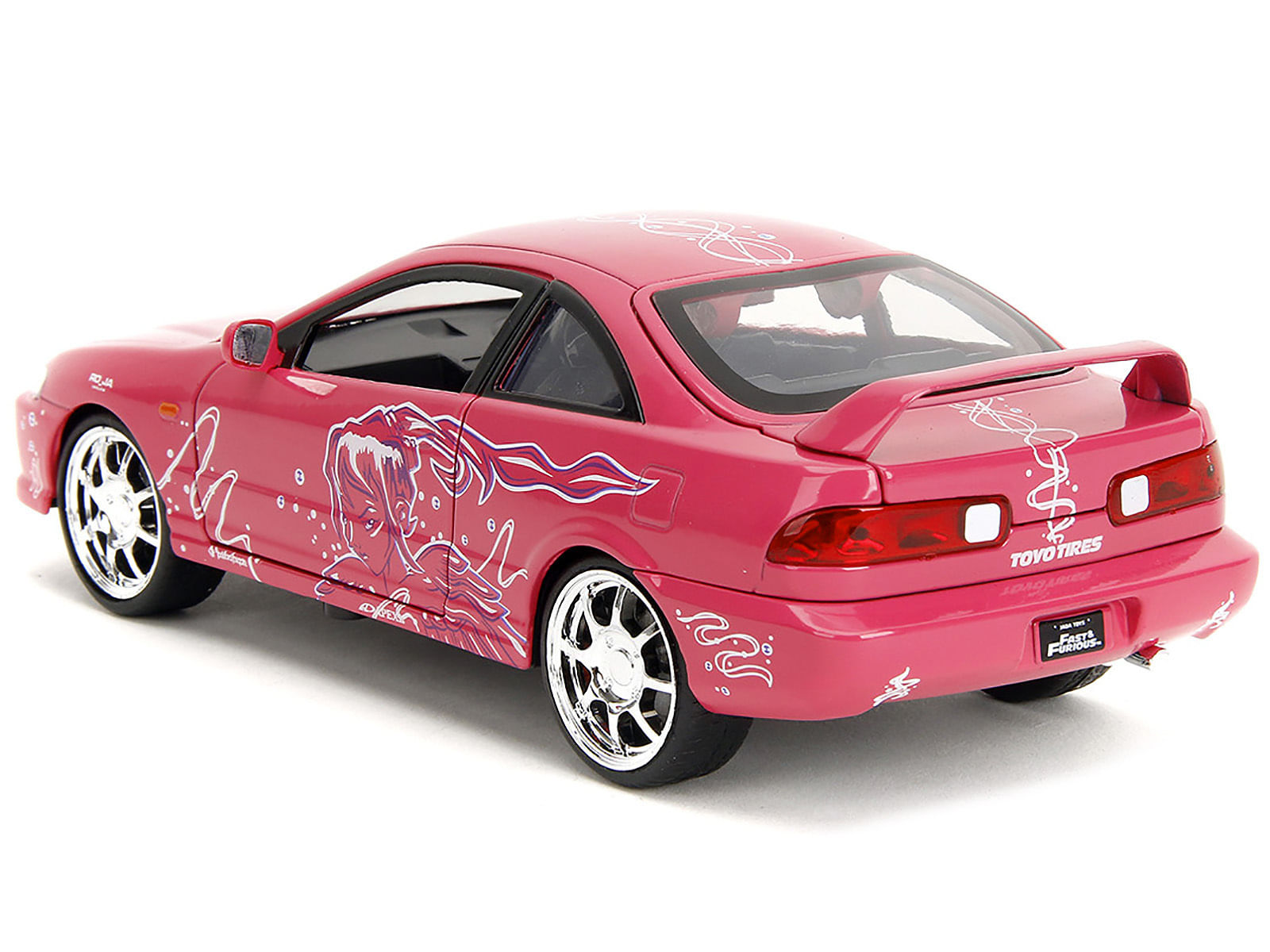 1995 Honda Integra Type R Pink with Graphics "Fast & Furious Remix" Series 1/24 Diecast Model Car by Jada