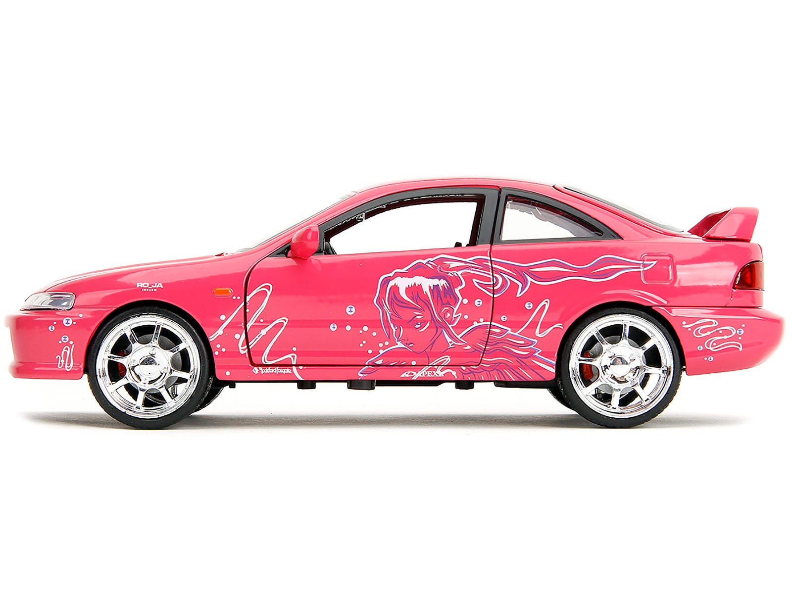 1995 Honda Integra Type R Pink with Graphics "Fast & Furious Remix" Series 1/24 Diecast Model Car by Jada - Image 4