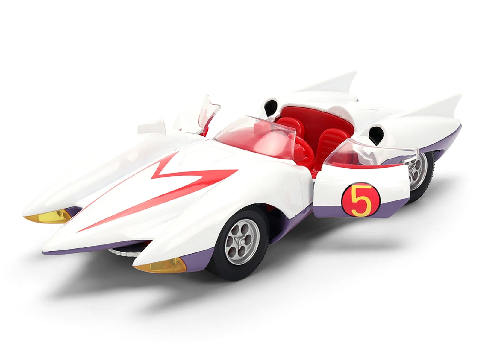Mach 5 White with Red Stripes and Interior "Speed Racer" (1967) TV Series "Anime Hollywood Rides" Series 1/32 Diecast Model Car by Jada - Image 2