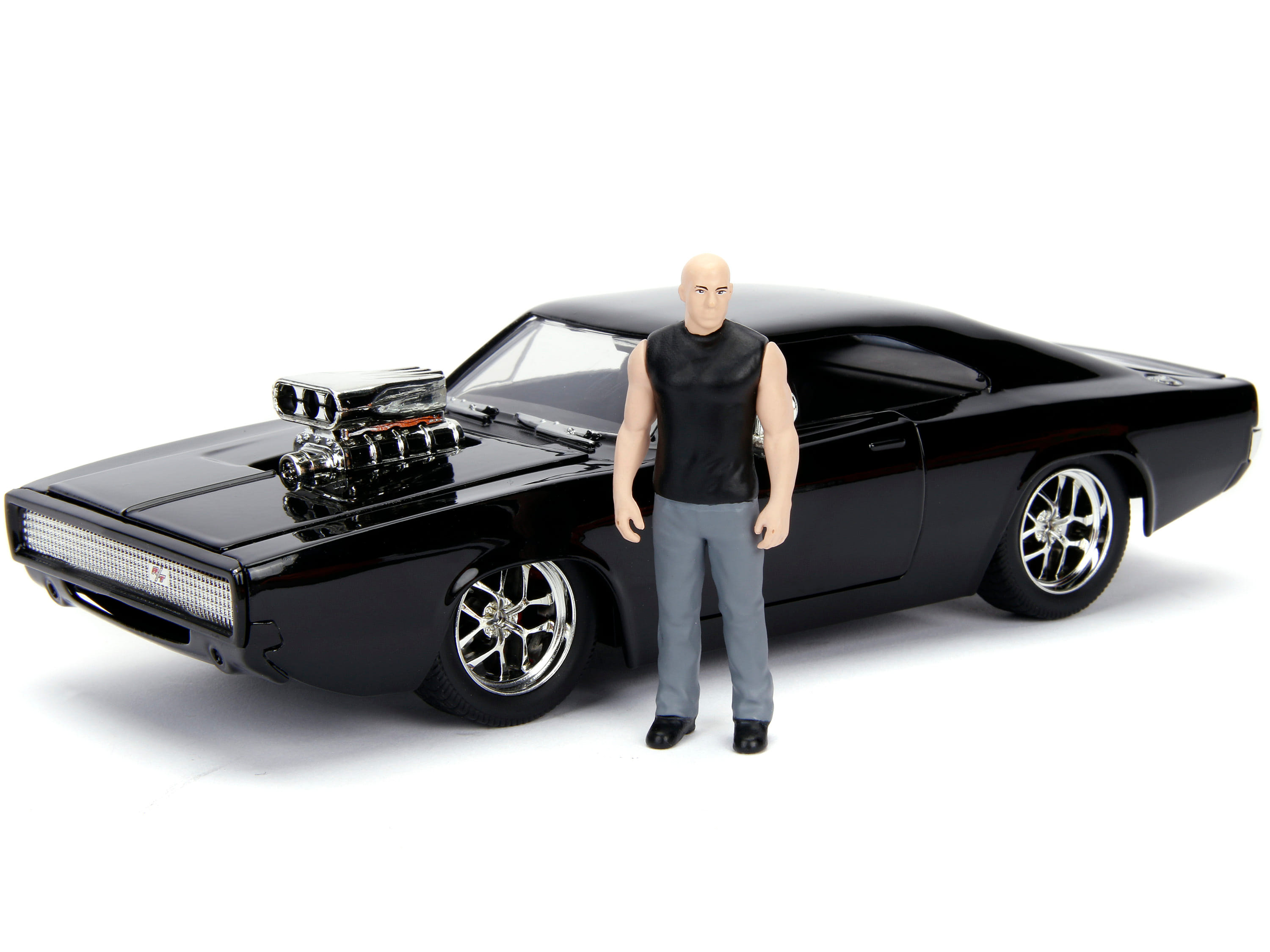 Model Kit Dodge Charger R/T Black and Dom Diecast Figure "Fast & Furious" Movie "Build N' Collect" Series 1/24 Diecast Model Car by Jada - Image 4