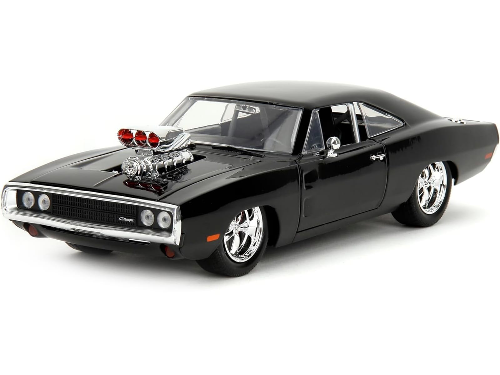 Dodge Charger R/T Black with Dom Diecast Figure "Fast & Furious" (2009) Movie "Hollywood Rides" Series 1/24 Diecast Model Car by Jada - Image 2