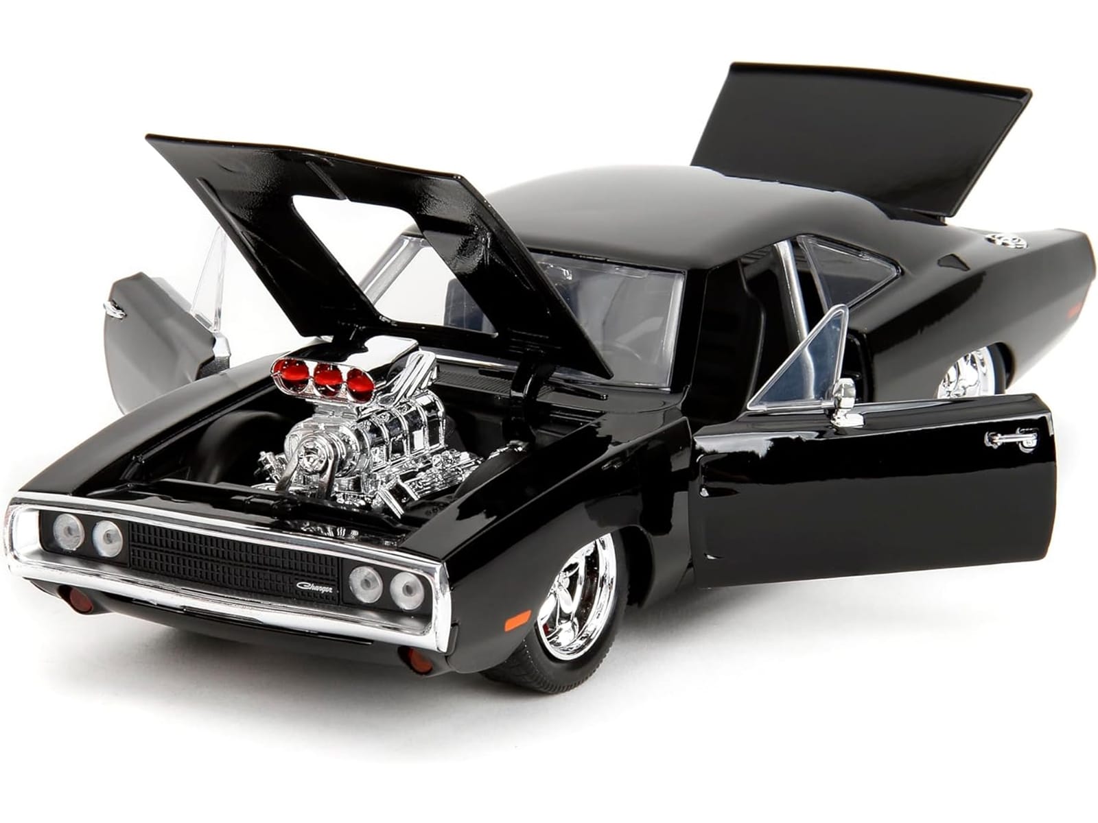 Dodge Charger R/T Black with Dom Diecast Figure "Fast & Furious" (2009) Movie "Hollywood Rides" Series 1/24 Diecast Model Car by Jada - Image 3