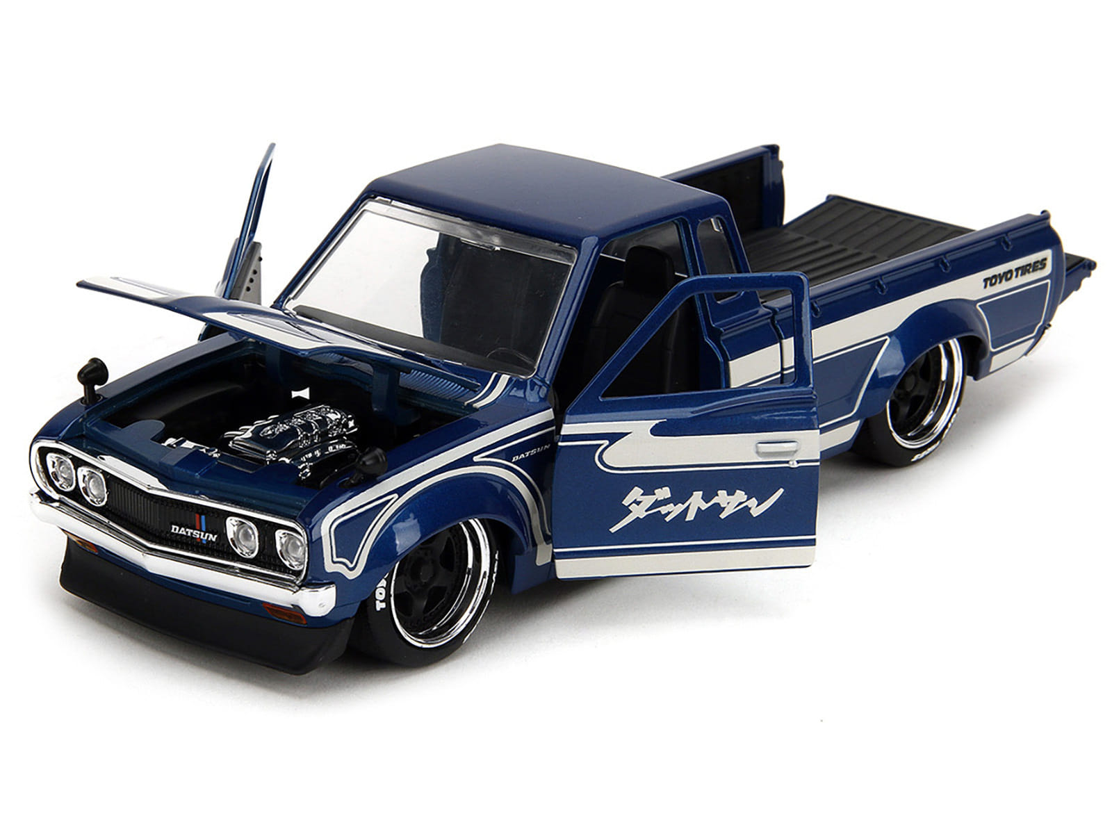 1972 Datsun 620 Pickup Truck Blue Metallic and Cream "JDM Tuners" Series 1/24 Diecast Model Car by Jada - Image 3