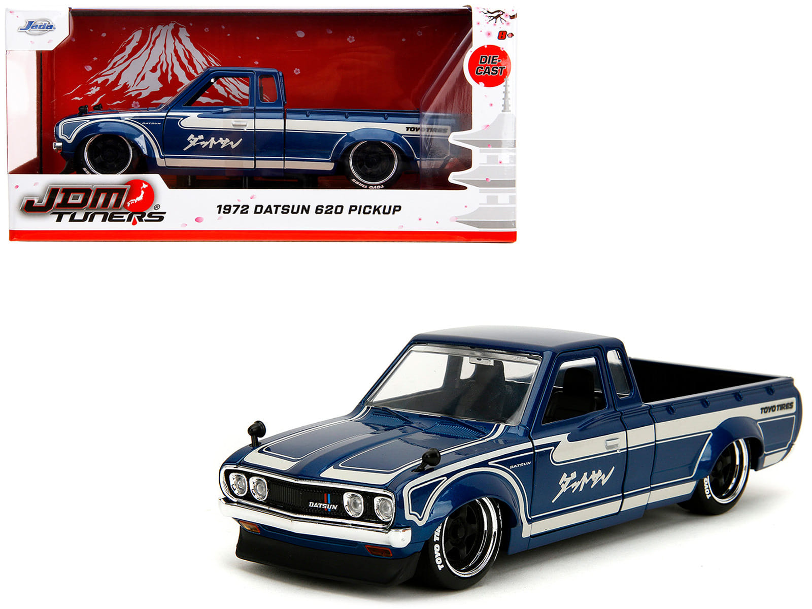 1972 Datsun 620 Pickup Truck Blue Metallic and Cream "JDM Tuners" Series 1/24 Diecast Model Car by Jada - Image 5