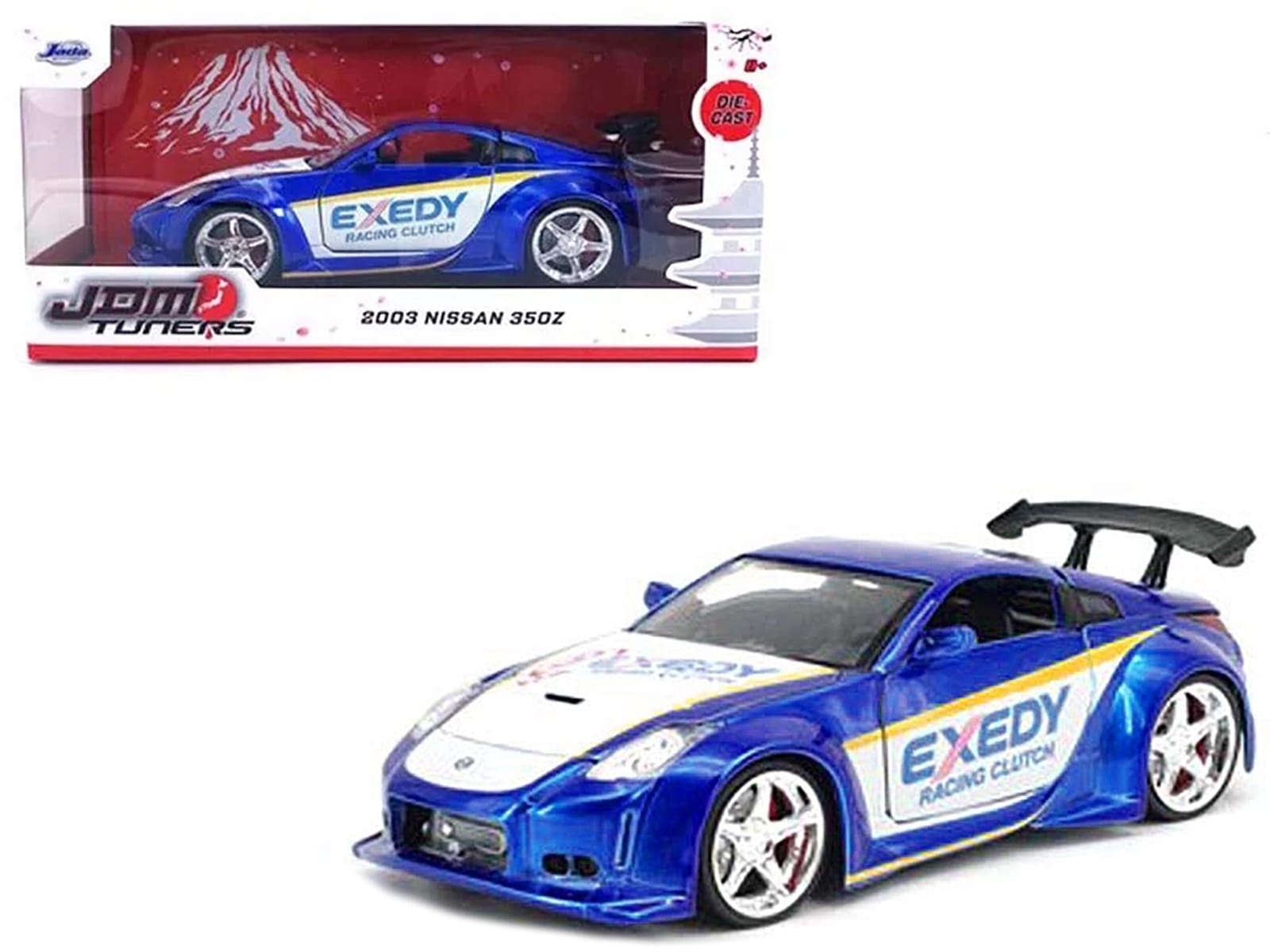 2003 Nissan 350Z "Exedy Racing Clutch" Candy Blue and White "JDM Tuners" Series 1/24 Diecast Model Car by Jada - Image 2