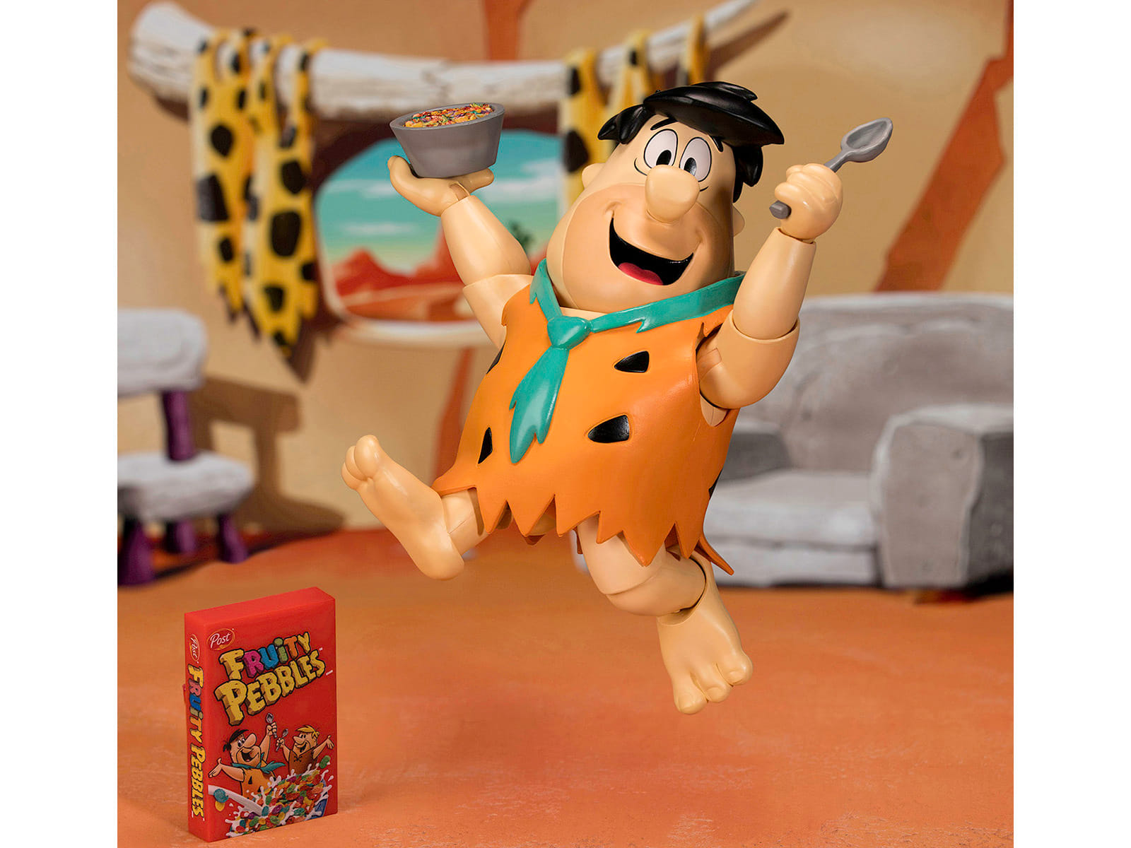 Fred Flintstone 6" Moveable Figure with Accessories and Alternate Head and Hands "The Flintstones - Post Fruity Pebbles" Model by Jada - Image 3