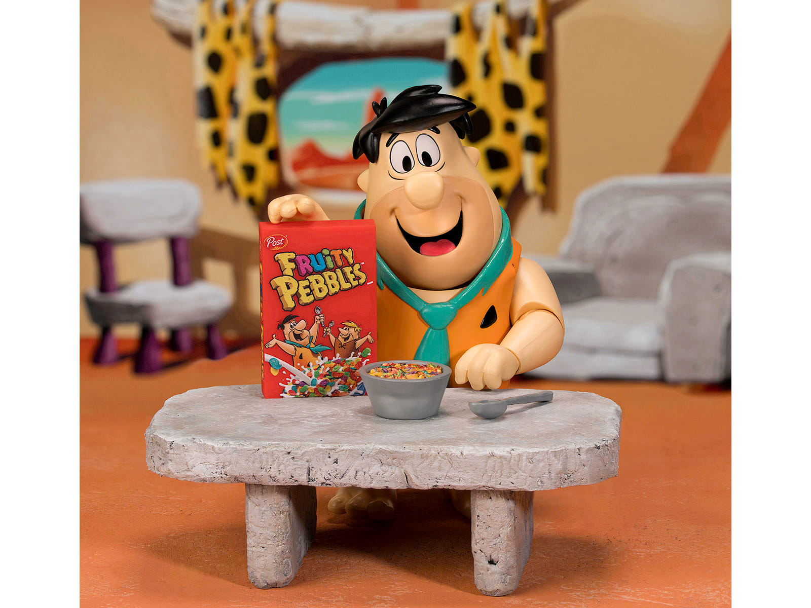 Fred Flintstone 6" Moveable Figure with Accessories and Alternate Head and Hands "The Flintstones - Post Fruity Pebbles" Model by Jada - Image 4