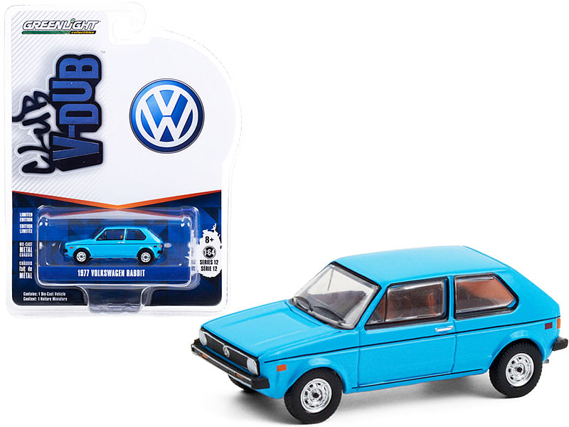 1977 Volkswagen Rabbit Miami Blue “Club Vee V-Dub” Series 12 1/64 Diecast Model Car by Greenlight