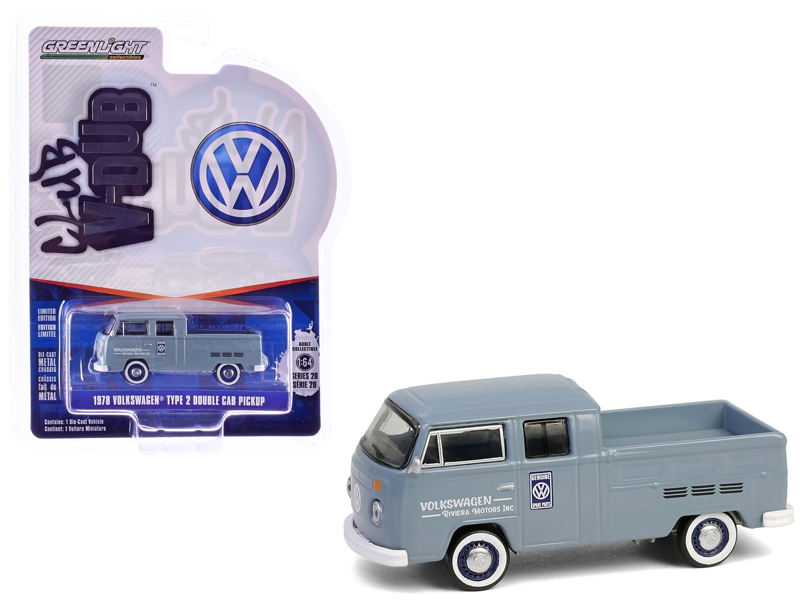 1978 Volkswagen Type 2 Double Cab Pickup Truck "Volkswagen Service" Gray "Club Vee-Dub" Series 20 1/64 Diecast Model Car by Greenlight - Image 5
