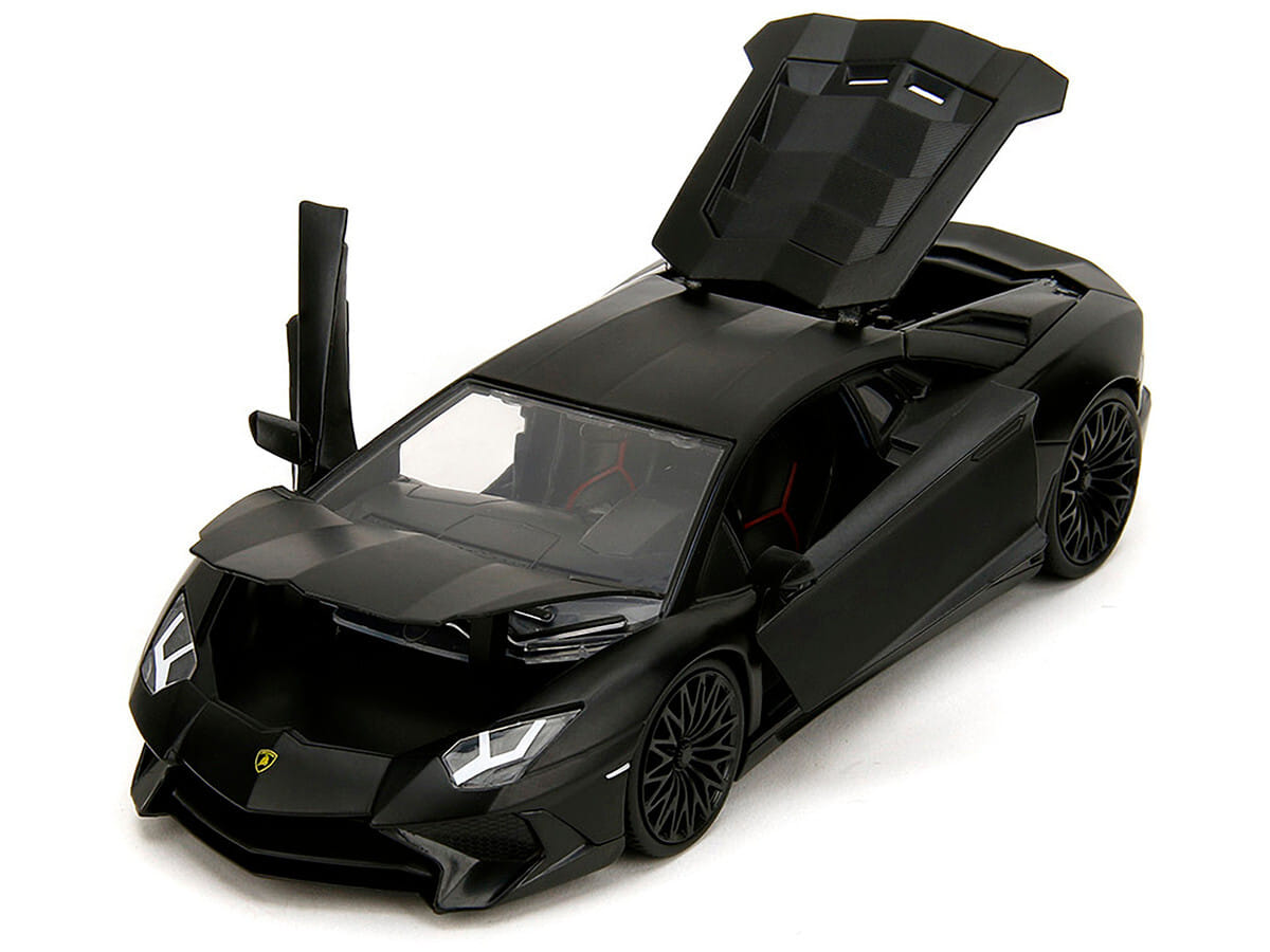 Shaw's Lamborghini Aventador Matt Black "Furious 7" (2015) Movie "Fast & Furious" Series 1/24 Diecast Car Model by Jada - Image 2