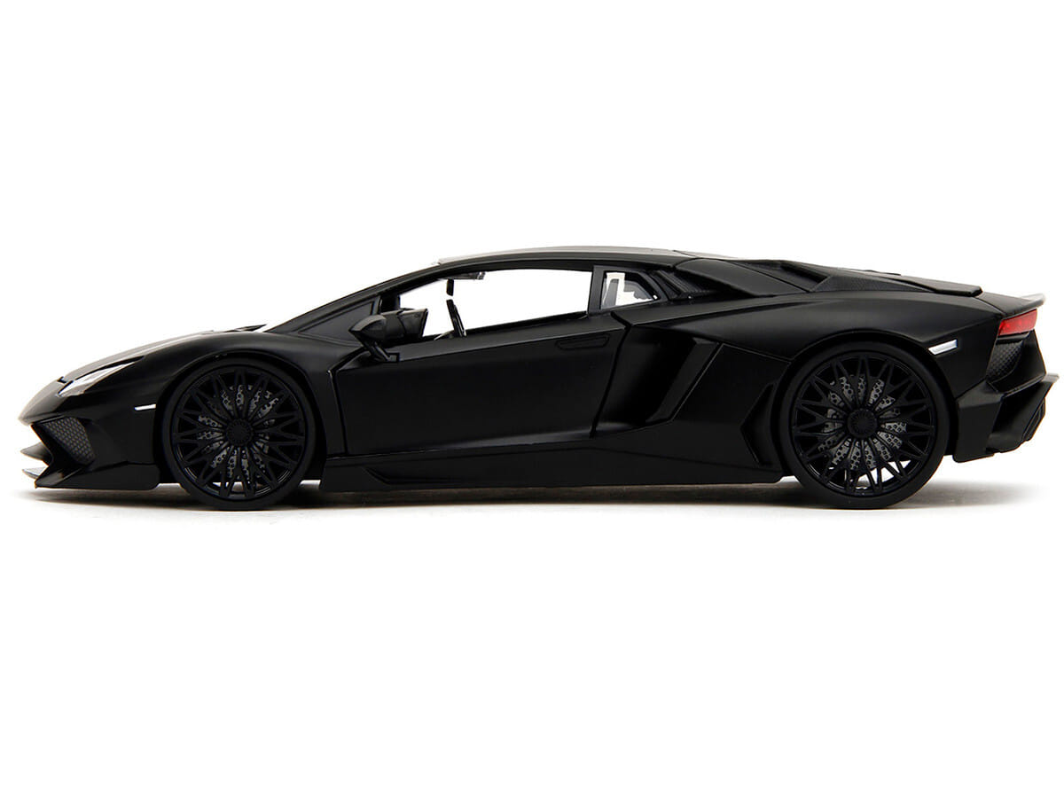 Shaw's Lamborghini Aventador Matt Black "Furious 7" (2015) Movie "Fast & Furious" Series 1/24 Diecast Car Model by Jada - Image 3