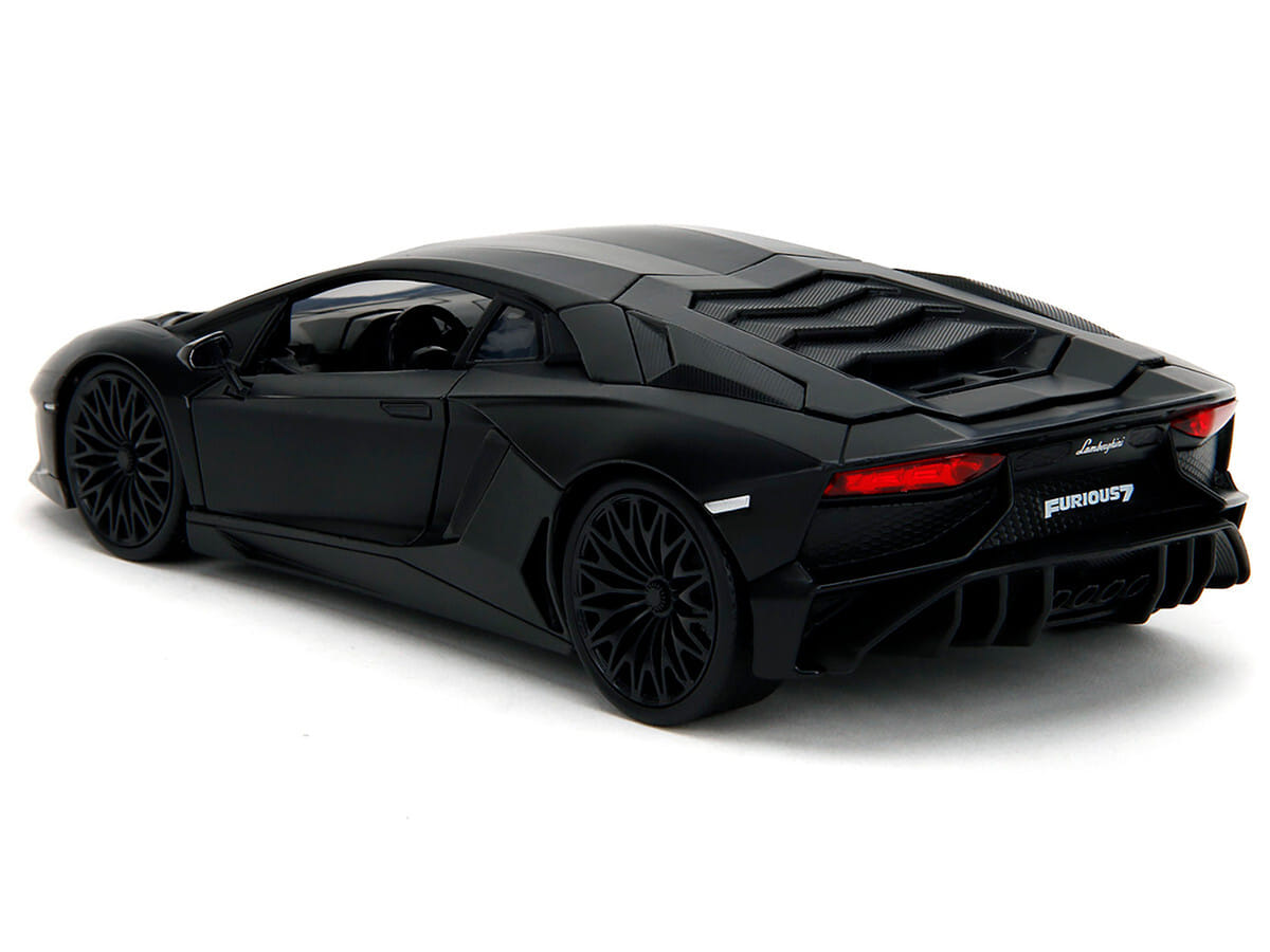 Shaw's Lamborghini Aventador Matt Black "Furious 7" (2015) Movie "Fast & Furious" Series 1/24 Diecast Car Model by Jada - Image 5