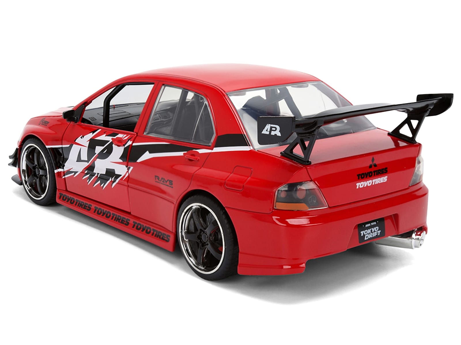 Sean's Mitsubishi Lancer Evolution IX RHD (Right Hand Drive) Red with Graphics "The Fast and the Furious: Tokyo Drift" (2006) Movie "Fast & Furious 25 Years" Series 1/24 Diecast Model Car by Jada - Image 5