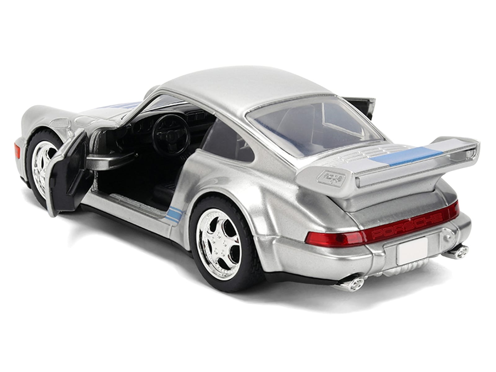 Porsche 911 Carrera RS 3.8 "Mirage" Silver Metallic with Blue Stripes "Transformers: Rise of the Beasts" (2023) Movie "Hollywood Rides" 1/32 Diecast Model Car by Jada - Image 4