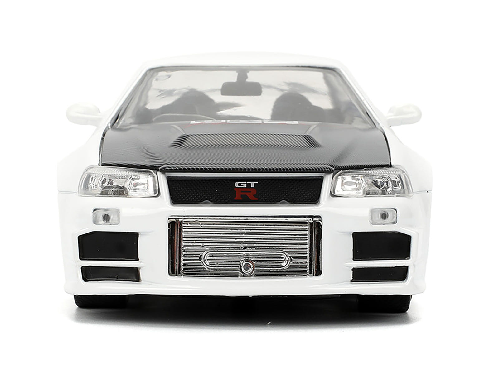 2002 Nissan Skyline GT-R (R34) RHD (Right Hand Drive) "HKS Power" White with Carbon Hood and Graphics "JDM Tuners" Series 1/24 Diecast Model Car by Jada - Image 2