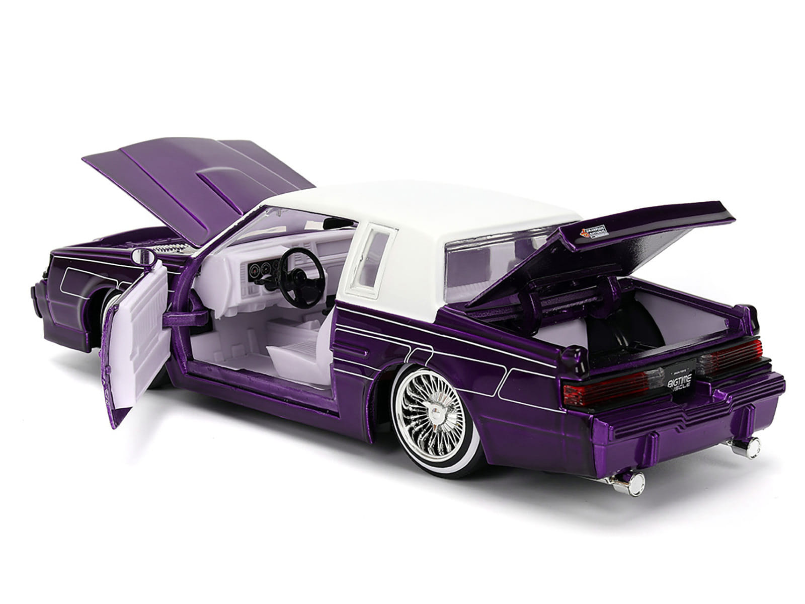 1987 Buick Grand National Candy Purple with Graphics and White Top and Interior "Bigtime Muscle" Series 1/24 Diecast Model Car by Jada - Image 5