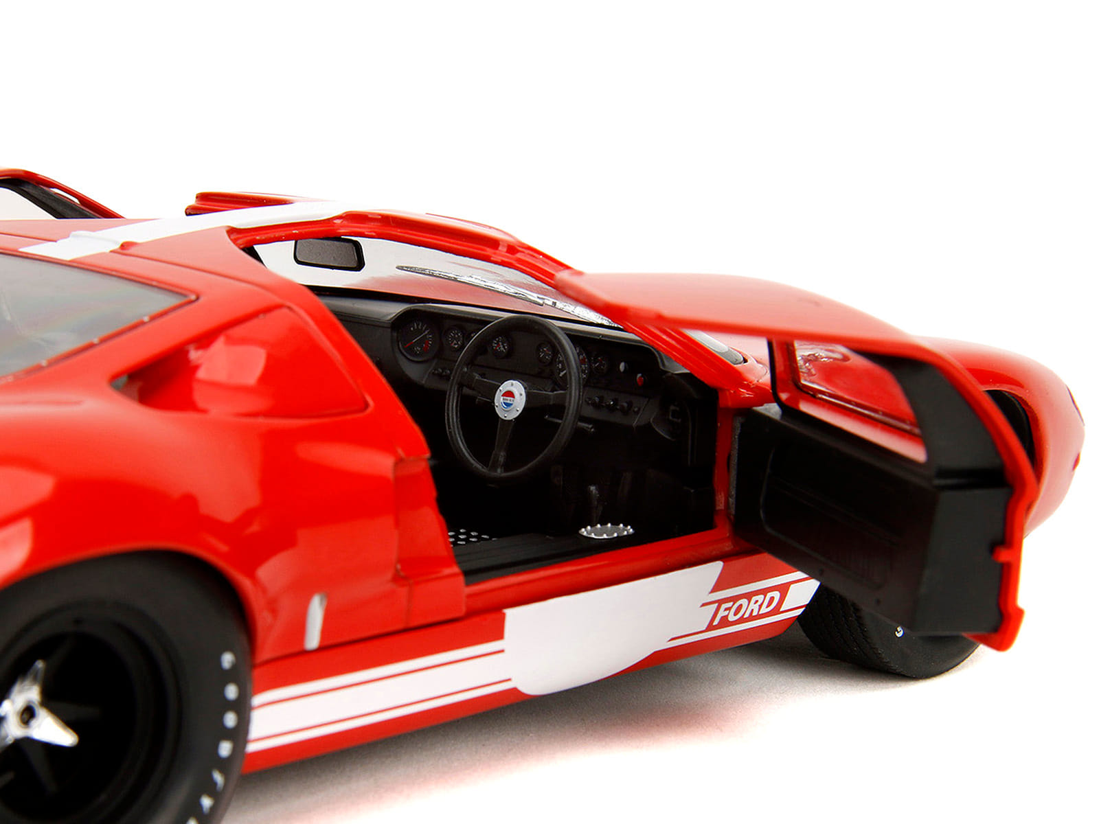 Ford GT40 MK1 Red with White Stripes and Graphics "Pink Slips" Series 1/18 Diecast Model Car by Jada - Image 3