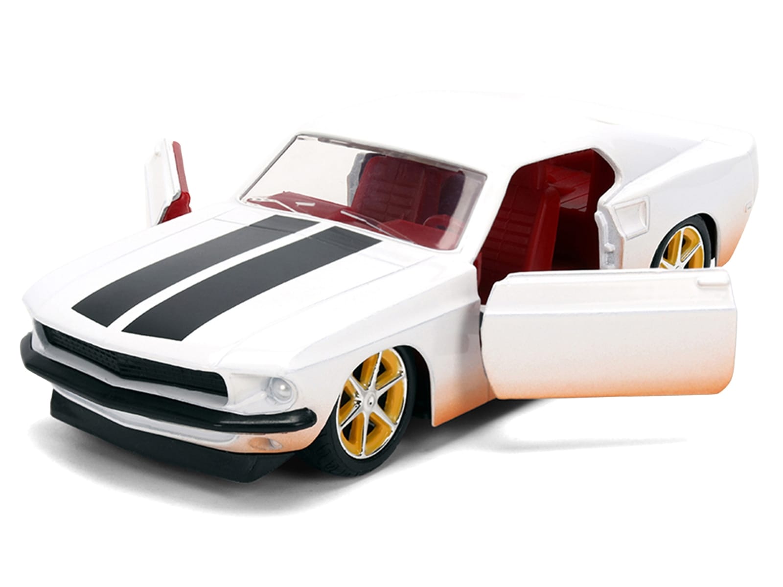 Roman's Ford Mustang White with Black Stripes and Red Interior (Dirty Version) "Fast & Furious" Movie "Fast & Furious 25th Anniversary" Series 1/32 Diecast Model Car by Jada - Image 2