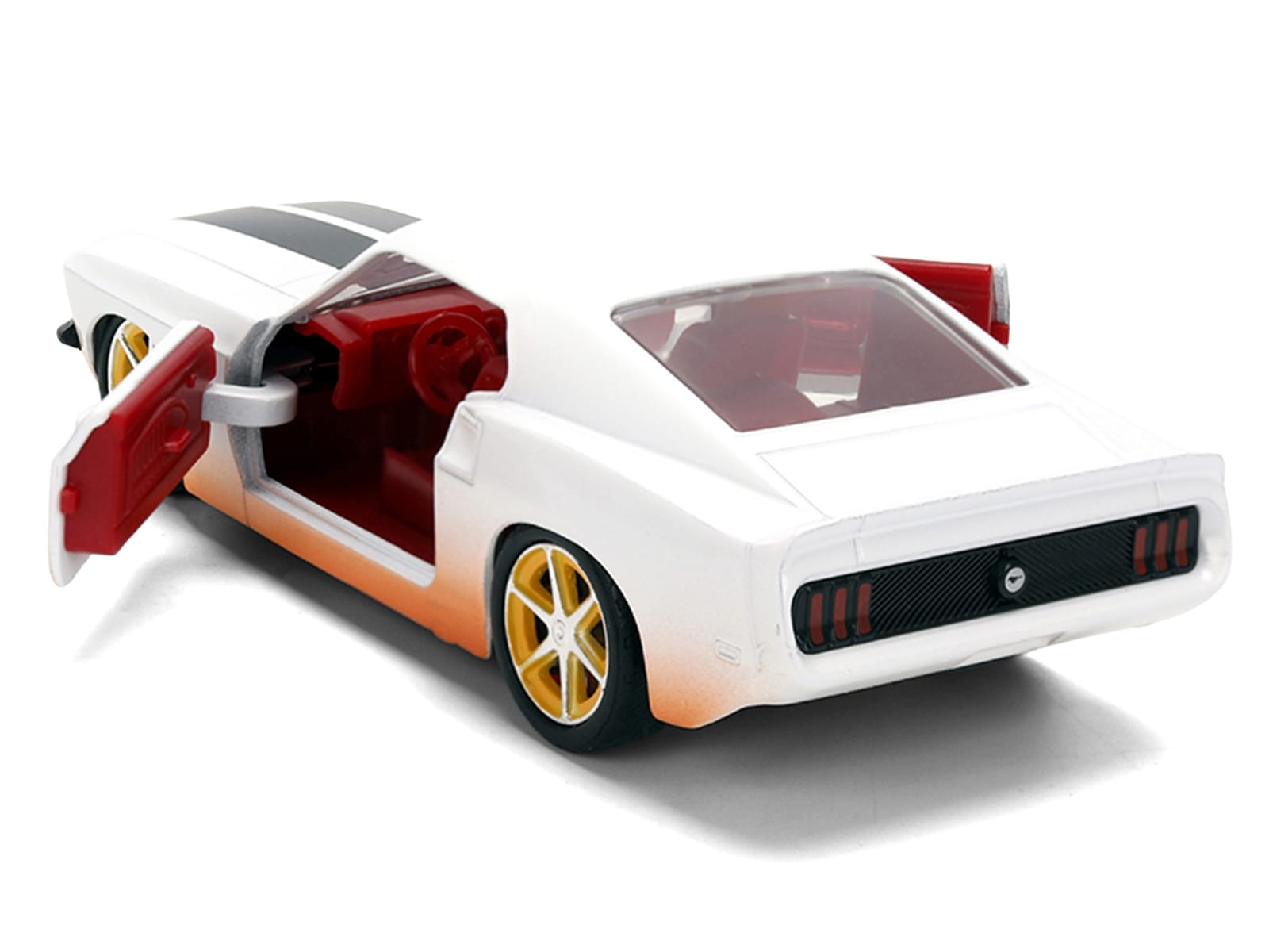 Roman's Ford Mustang White with Black Stripes and Red Interior (Dirty Version) "Fast & Furious" Movie "Fast & Furious 25th Anniversary" Series 1/32 Diecast Model Car by Jada - Image 4