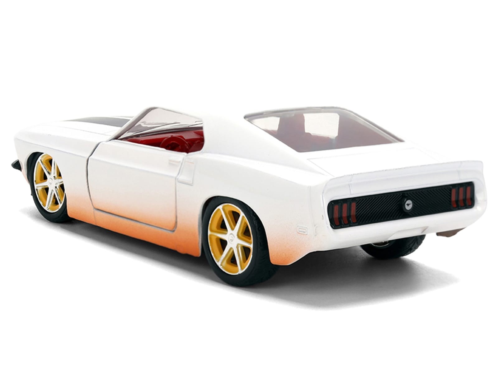 Roman's Ford Mustang White with Black Stripes and Red Interior (Dirty Version) "Fast & Furious" Movie "Fast & Furious 25th Anniversary" Series 1/32 Diecast Model Car by Jada - Image 5