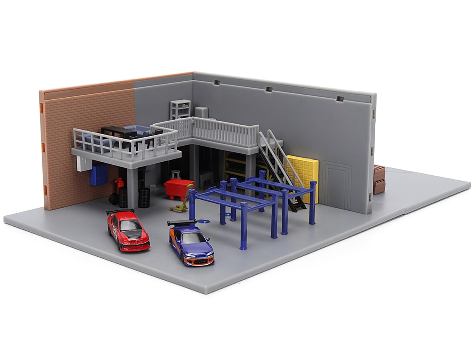 "Fast & Furious" Han's Garage Diorama with 2 Cars and Accessories "Nano Scene" Series 1/32 Model by Jada - Image 2