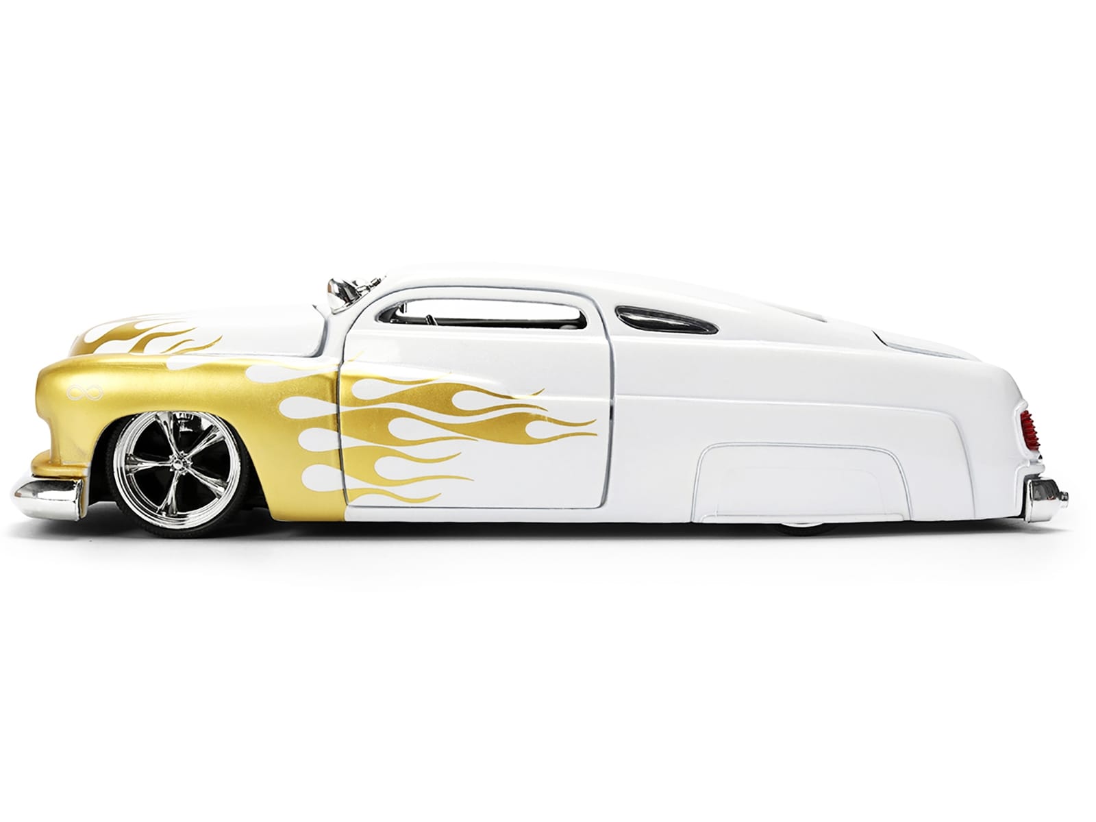 1951 Mercury Coupe White with Gold Flames "Bigtime Muscle" Series 1/24 Diecast Model Car by Jada - Image 3