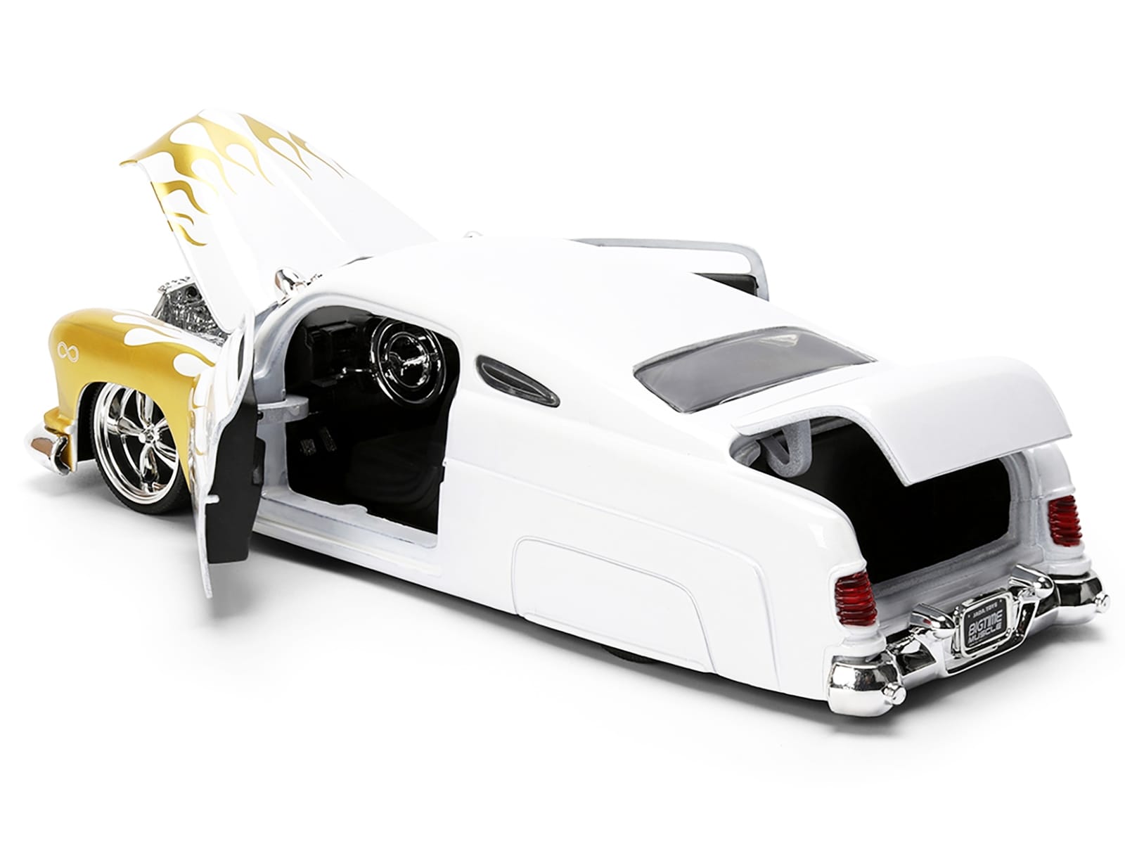 1951 Mercury Coupe White with Gold Flames "Bigtime Muscle" Series 1/24 Diecast Model Car by Jada - Image 4