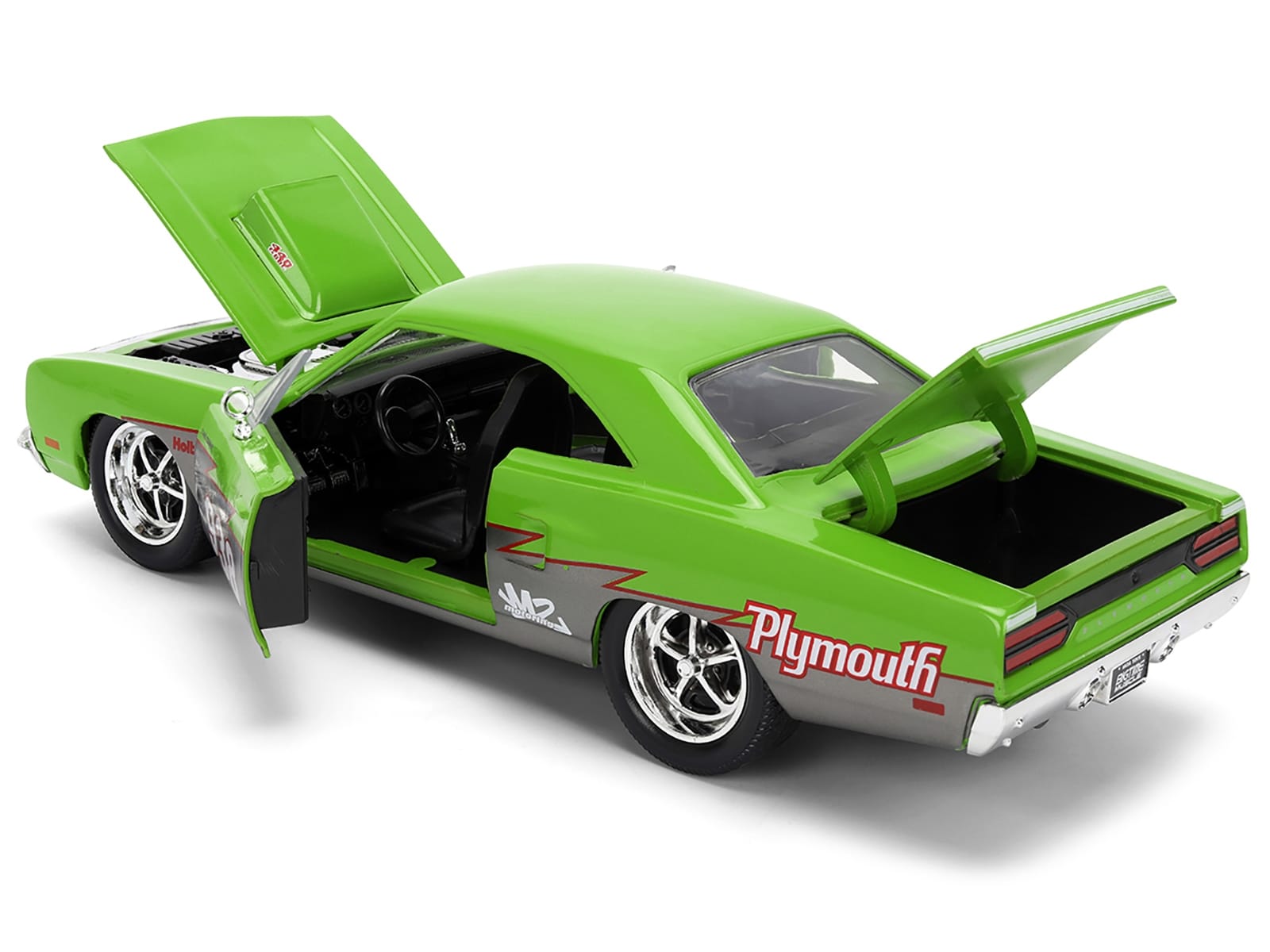 1970 Plymouth Road Runner #938 Green and Gray Metallic "Bigtime Muscle" Series 1/24 Diecast Model Car by Jada - Image 4