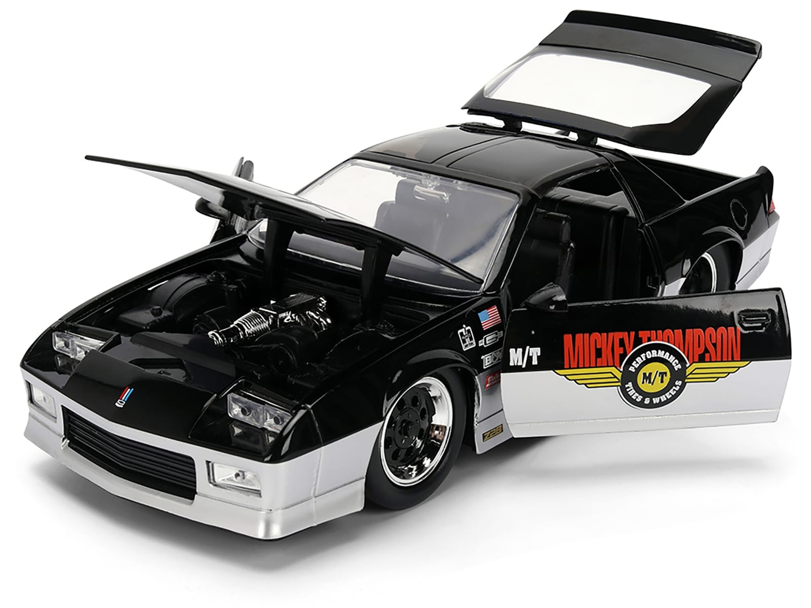 1985 Chevrolet Camaro Z28 "Mickey Thompson" Black and Silver Metallic "Bigtime Muscle" Series 1/24 Diecast Model Car by Jada - Image 2