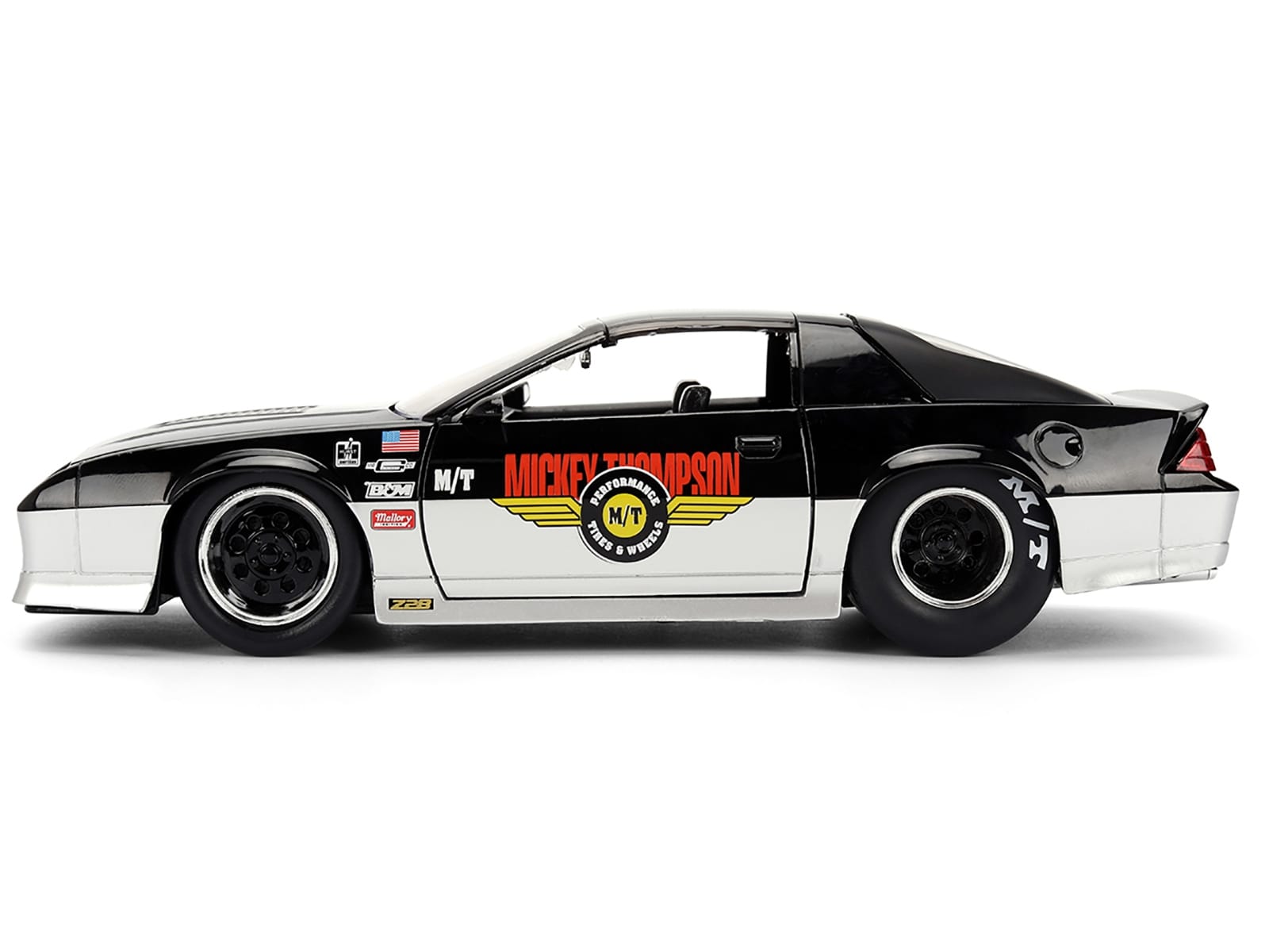 1985 Chevrolet Camaro Z28 "Mickey Thompson" Black and Silver Metallic "Bigtime Muscle" Series 1/24 Diecast Model Car by Jada - Image 3