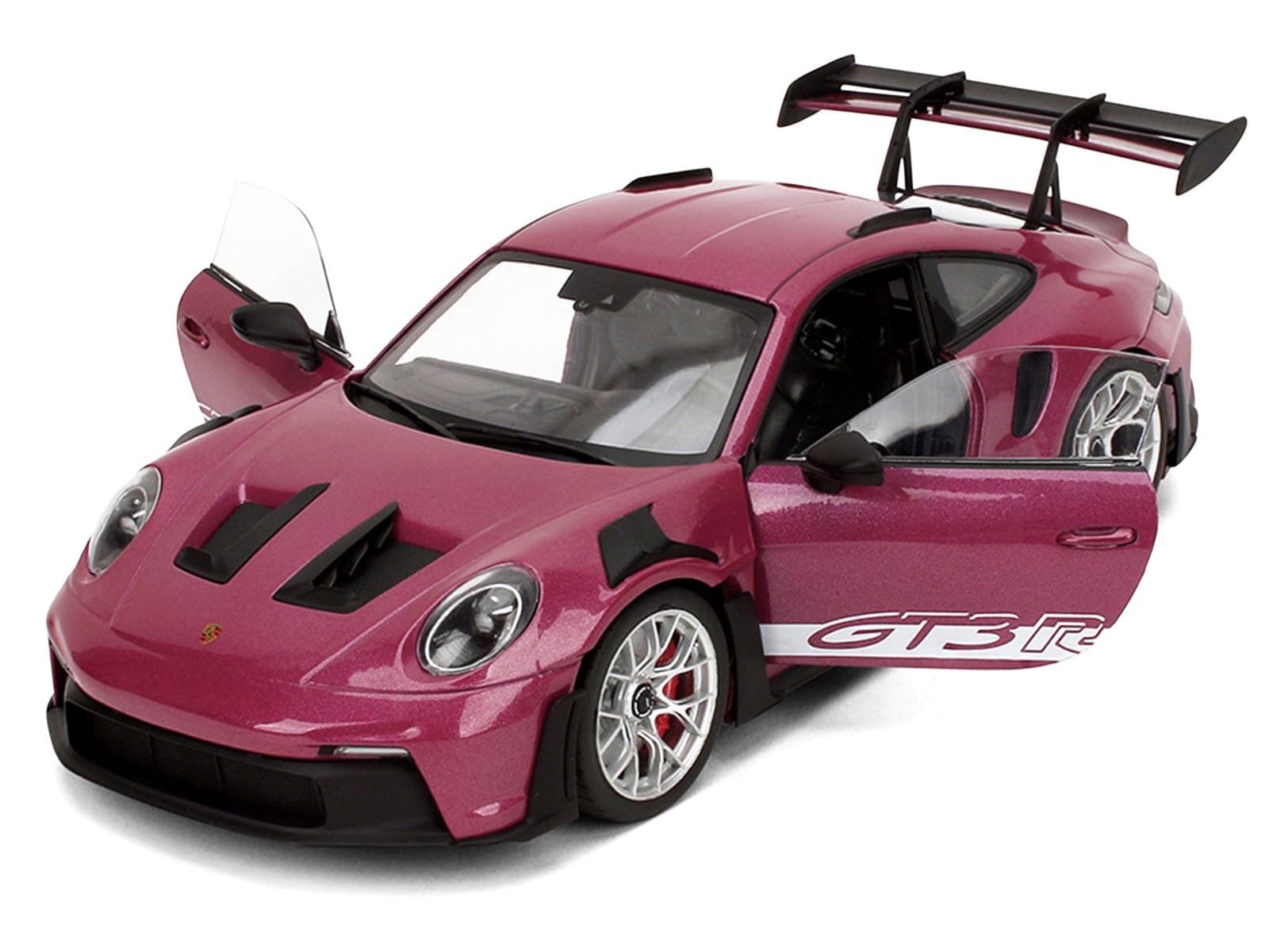 Porsche 911 GT3 RS Red Violet Metallic with White Stripes "Pink Slips" Series 1/18 Diecast Model Car by Jada - Image 2