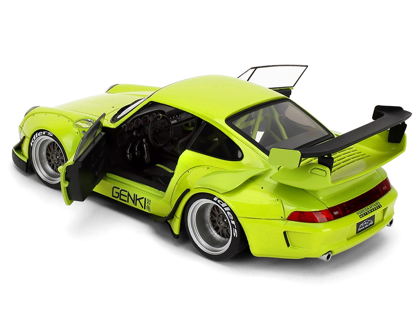 RWB Body Kit "Genki" Lime Green "Pink Slips" Series 1/18 Diecast Model Car by Jada - Image 4