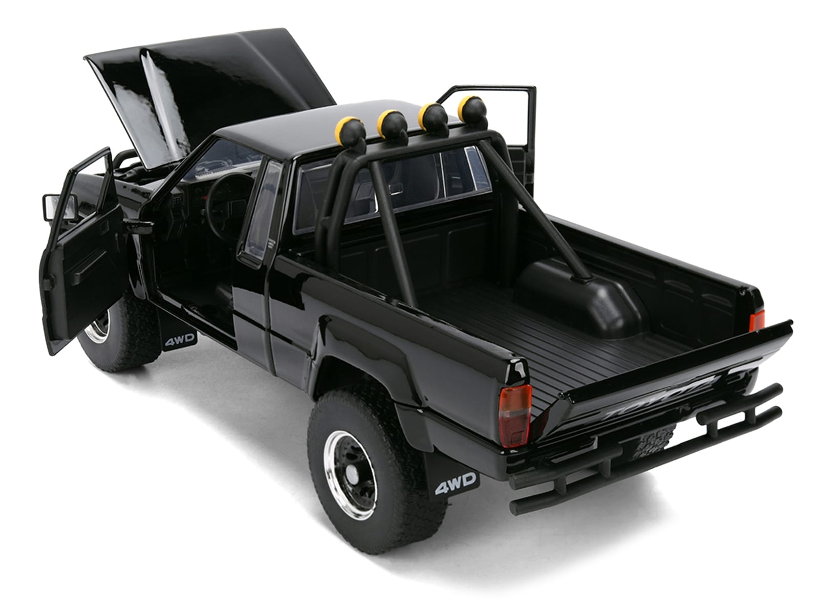 1985 Toyota SR5 Pickup Truck Black with Marty's Skateboard "Back to the Future" (1985) Movie "Hollywood Rides" Series 1/24 Diecast Model Car by Jada - Image 4