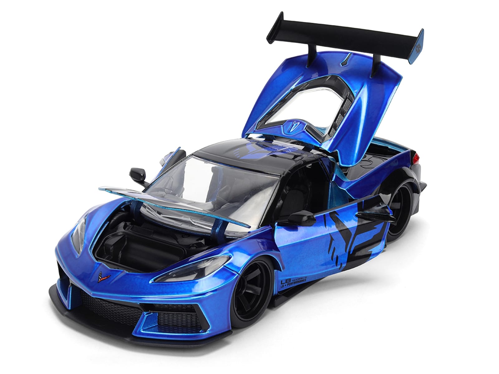 Chevrolet Corvette C8 "Liberty Walk" Candy Blue and Black "Hyper-Spec" Series 1/24 Diecast Model Car by Jada - Image 2