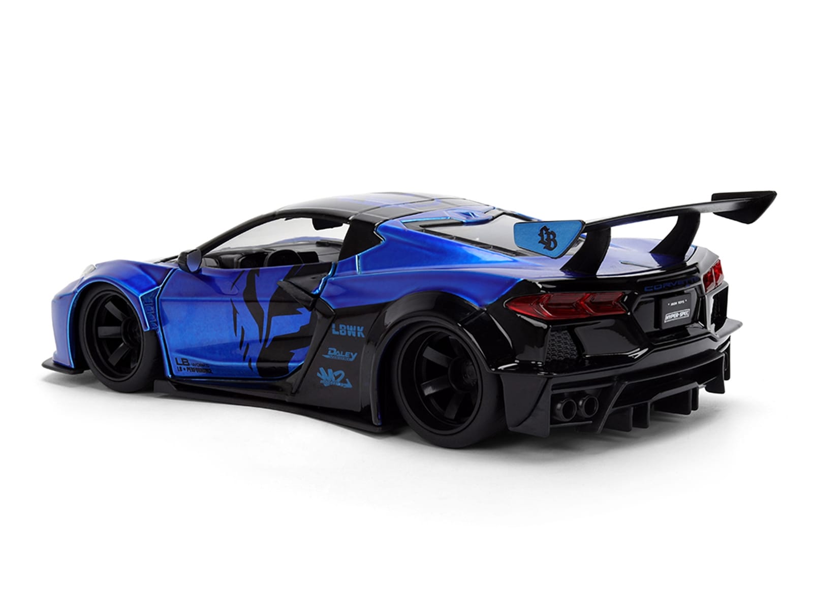 Chevrolet Corvette C8 "Liberty Walk" Candy Blue and Black "Hyper-Spec" Series 1/24 Diecast Model Car by Jada - Image 5