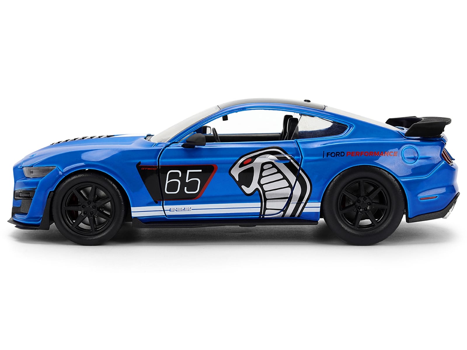 2020 Ford Mustang Shelby GT500 #65 "Ford Performance" Blue with Black Top and White Stripes "Bigtime Muscle" Series 1/24 Diecast Model Car by Jada - Image 3