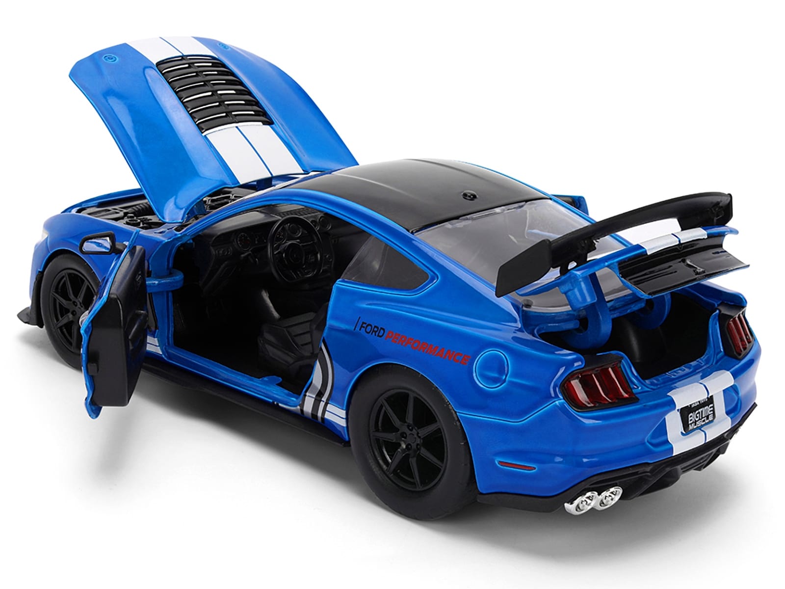 2020 Ford Mustang Shelby GT500 #65 "Ford Performance" Blue with Black Top and White Stripes "Bigtime Muscle" Series 1/24 Diecast Model Car by Jada - Image 4